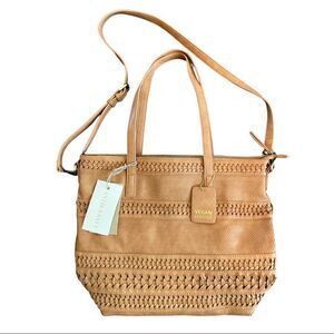 Brown Vegan Leather Shoulder Bag Tote with Strap